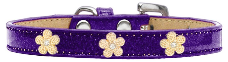 Gold Flower Widget Dog Collar Purple Ice Cream Size 12